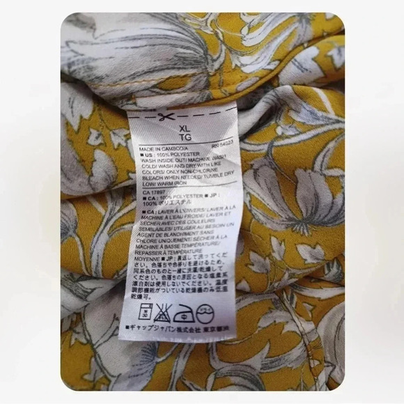 Banana Republic Yellow Grey Boho Tunic Blouse Size XL - Picture 6 of 10